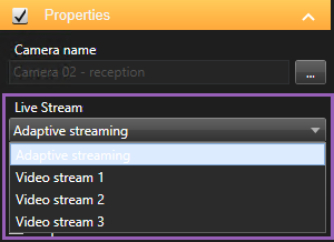 Verify that adaptive streaming is selected in the camera properties.