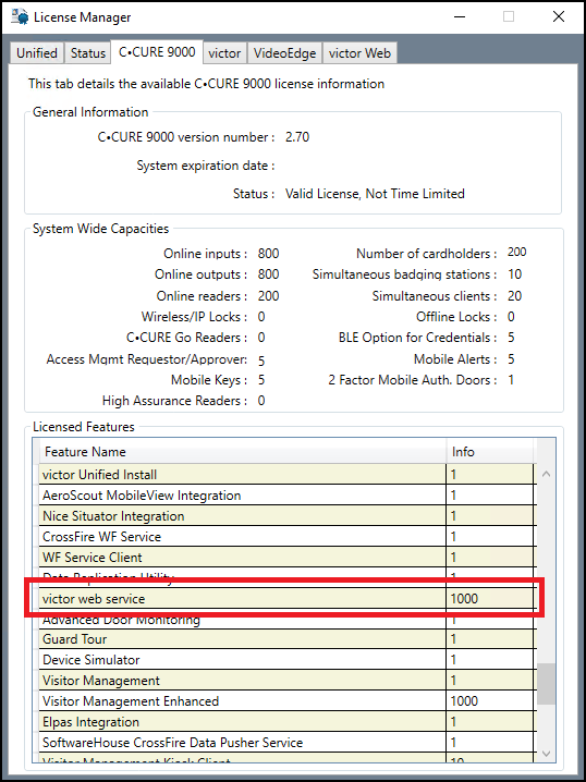 CCure 9000 licenses explained