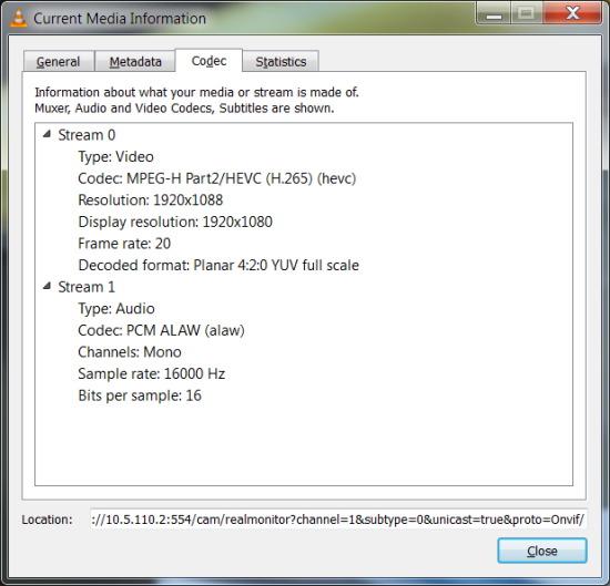 Codec tab open