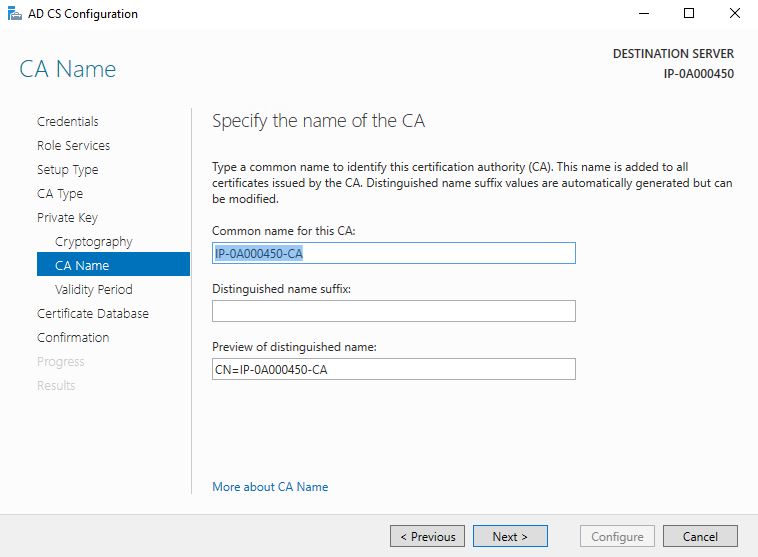 The name of the CA is localhost-CA by default. Change it if you need to.