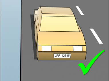 Przykład prawidłowego ustawienia kamery dla niezakłóconego widoku LPR.