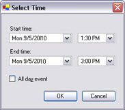 The Select time window overview with sample dates.