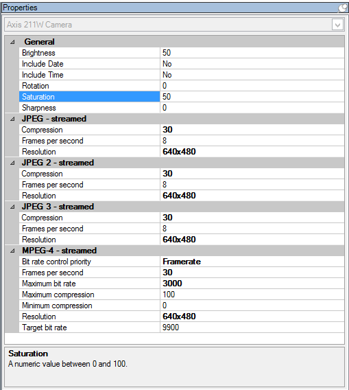 Descripción general de la pestaña Configuración para un dispositivo seleccionado.