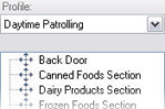 Exempel på PTZ-positioner tillagda i en patrulleringsprofil.