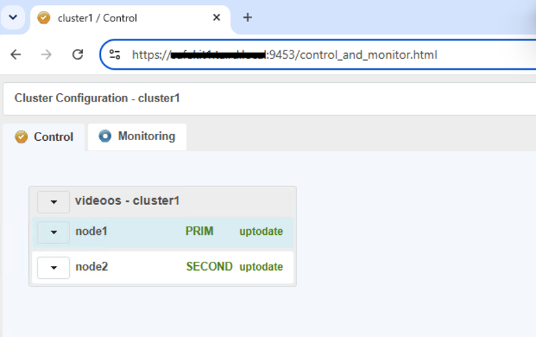 XProtect Management Server Failover Web Console accessed over HTTPS on port 9453