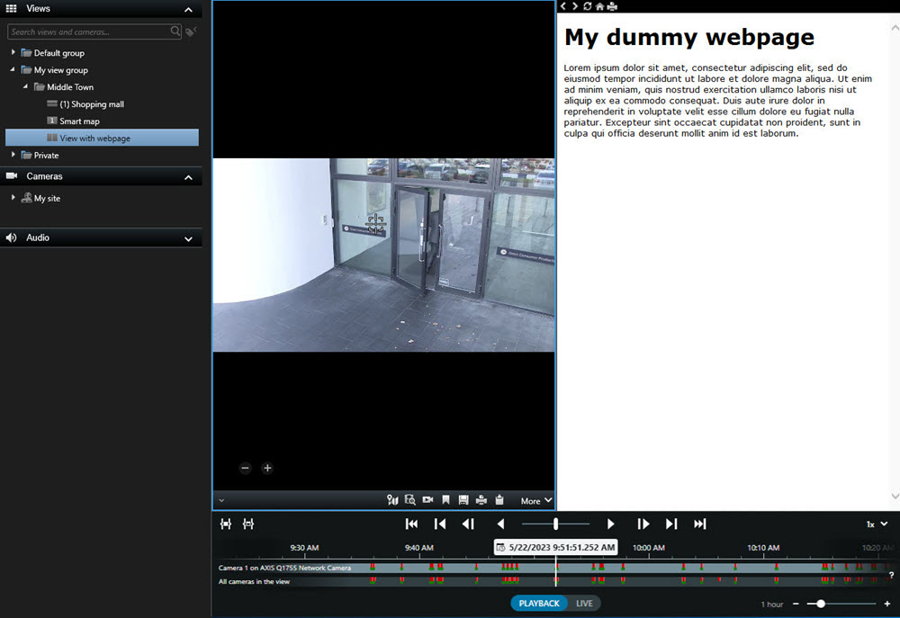 Přidání webových stránek k náhledům v XProtect Smart Client, aby se vedle video kanálů zobrazoval webový kontext.