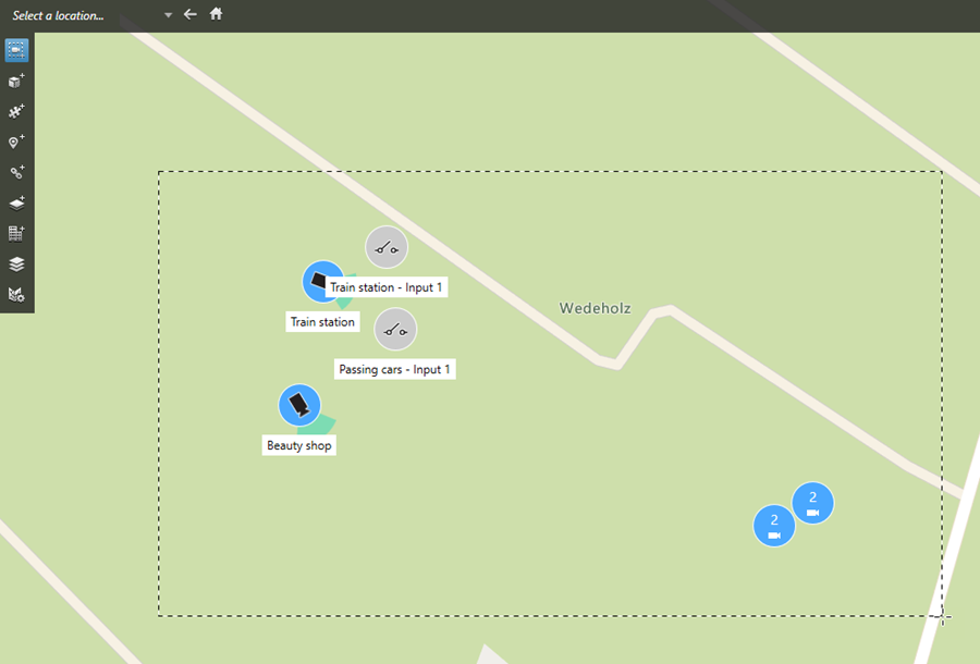 Vyberte více kamer ve funkci Smart Map.
