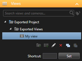 El panel vistas en XProtect Smart Client – Player.