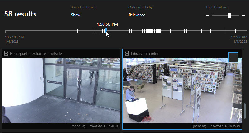 でタイムラインを検索を使用しXProtect Smart Clientます。