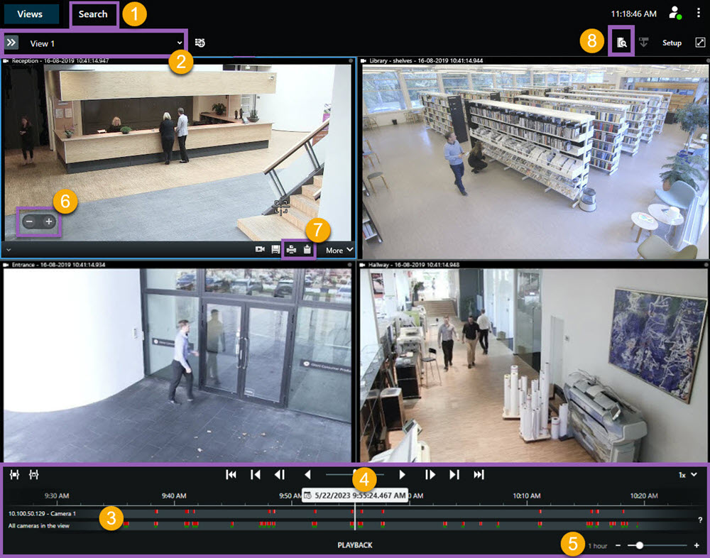 의 재생 XProtect Smart Client – Player모드입니다.