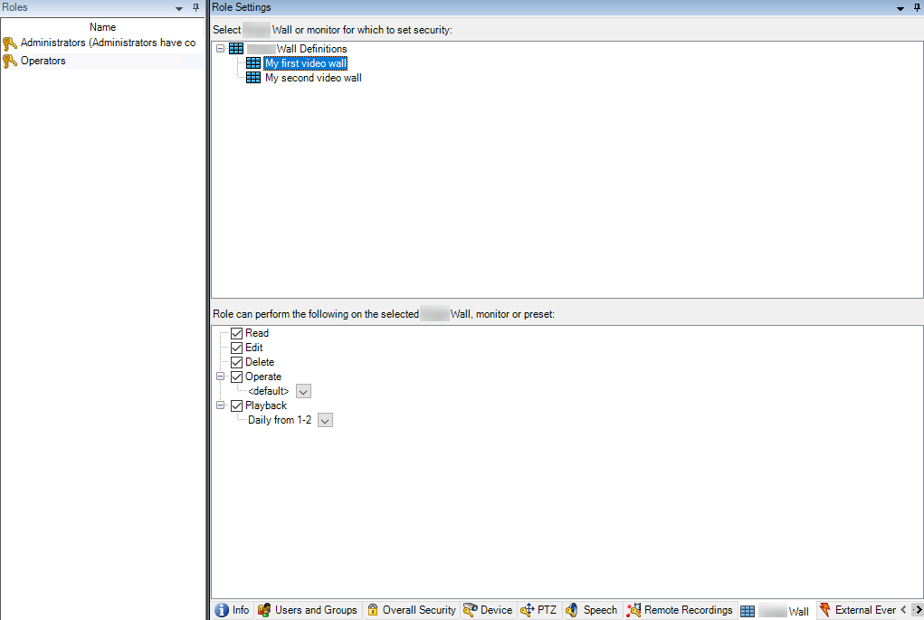 Set user permissions for specific Smart Wall definitions on the roles.